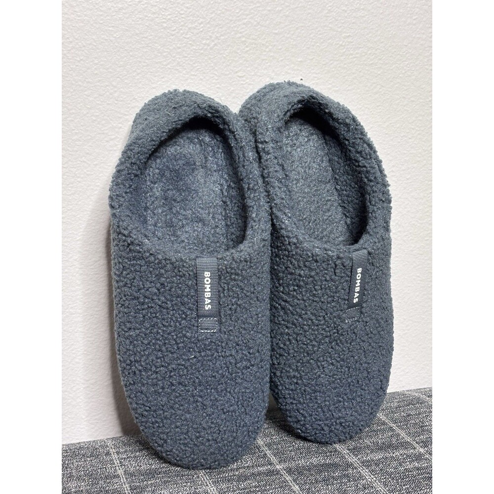Bombas Sunday Slippers Gray Mens Size 10 Faux Sherpa Memory Foam
